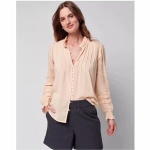 Faherty Women Willa Peasant Top Organic Cotton Boho Cottagecore vanilla cream XS